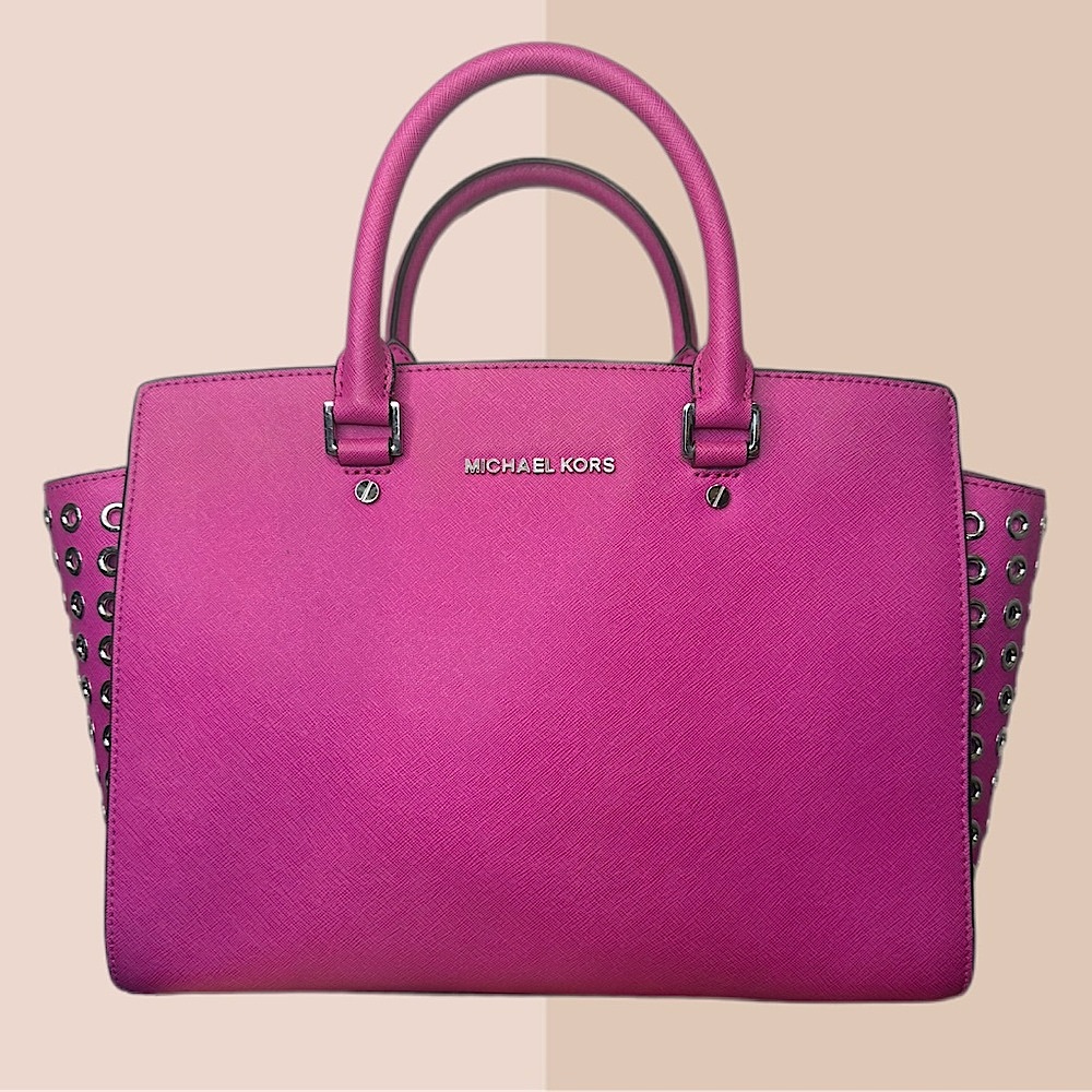 MICHAEL KORS SELMA Grommet
Saffiano Leather LG Satchel, Fuchsia pink, GUC
